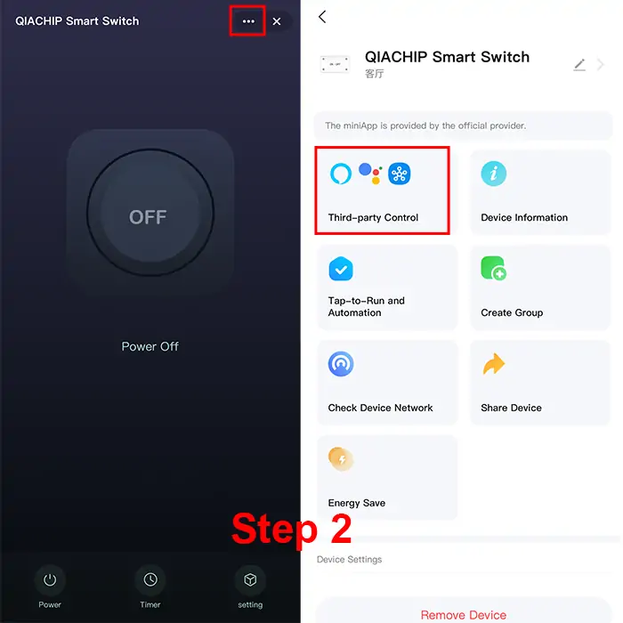 QIACHIP KR2201WB How to connect to third-party applications such as Alexa and Google assistant Figure1.webp